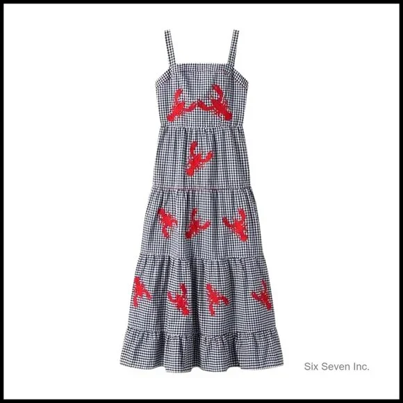 Linen Maxi Dress Flowy Ruffle Gingham Print Summer Casual Boho Chic - Picture 4 of 6